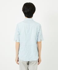 NHBJC82200 GIANNI LO GIUDICE(小さいサイズ)(メゾン ドゥ サンク) コットンリネンドット柄ピンタック半袖ブラウス ライトブルー