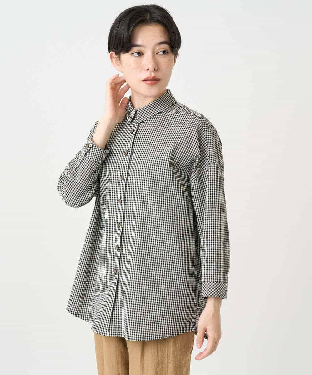 NHBJC90270 GIANNI LO GIUDICE(小さいサイズ)(メゾン ドゥ サンク) コットンリネンブラウス ギンガムチェック