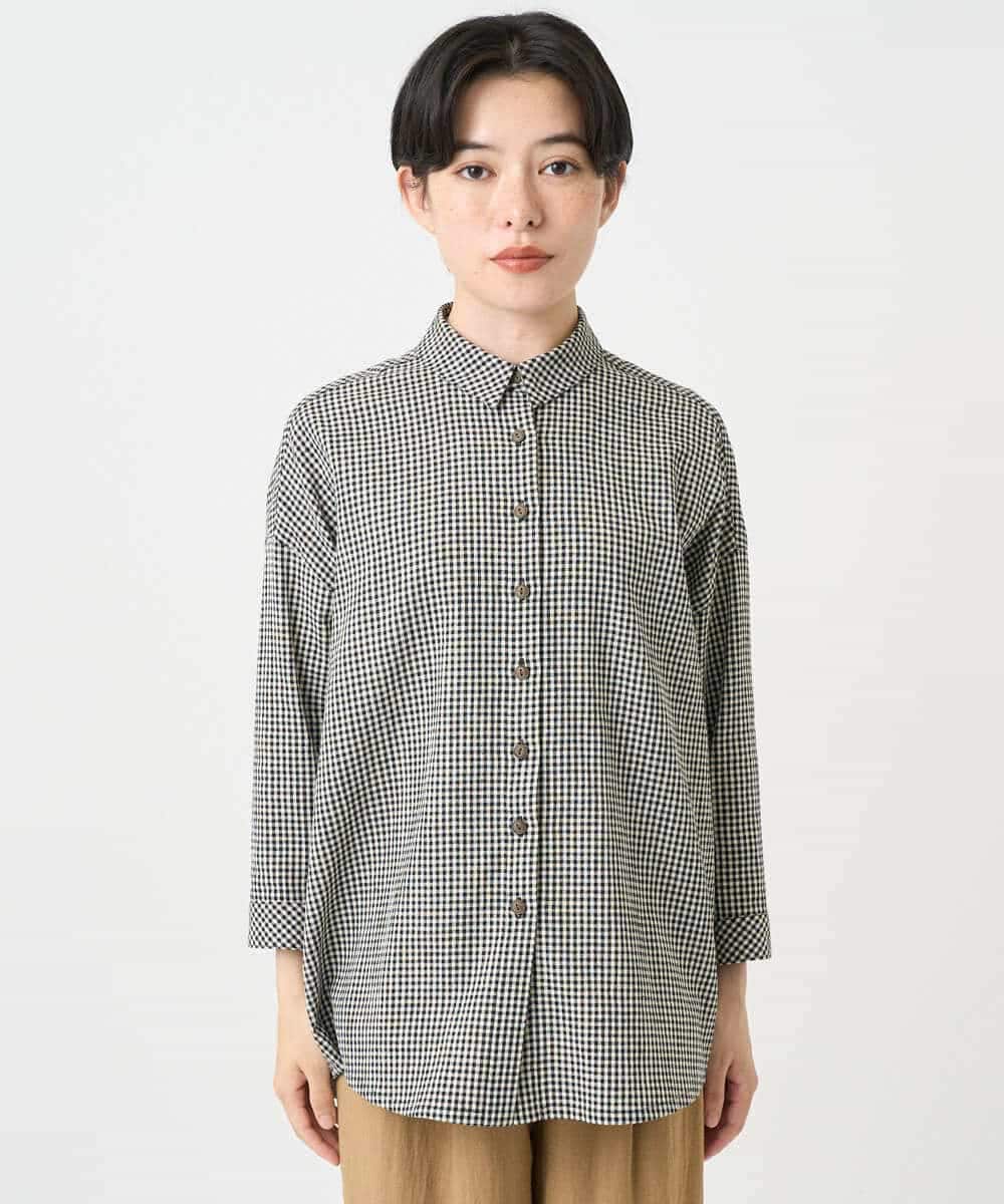 NHBJC90270 GIANNI LO GIUDICE(小さいサイズ)(メゾン ドゥ サンク) コットンリネンブラウス ギンガムチェック