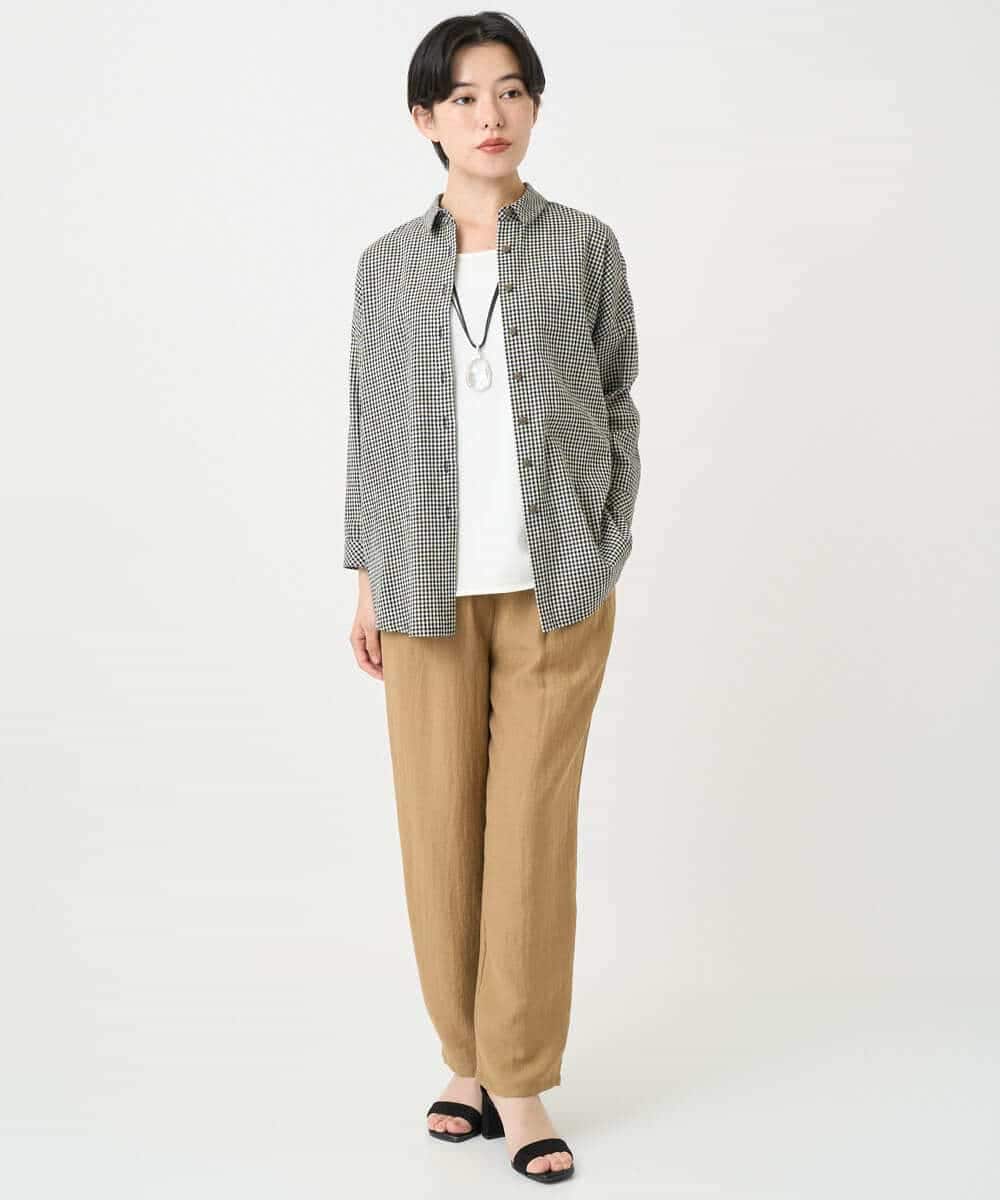 NHBJC90270 GIANNI LO GIUDICE(小さいサイズ)(メゾン ドゥ サンク) コットンリネンブラウス ギンガムチェック