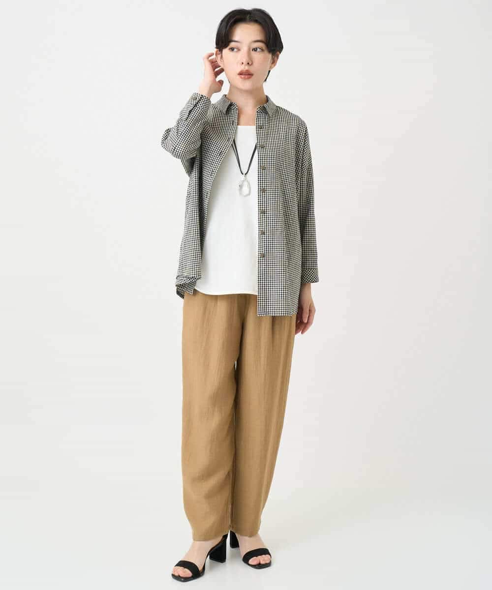 NHBJC90270 GIANNI LO GIUDICE(小さいサイズ)(メゾン ドゥ サンク) コットンリネンブラウス ギンガムチェック
