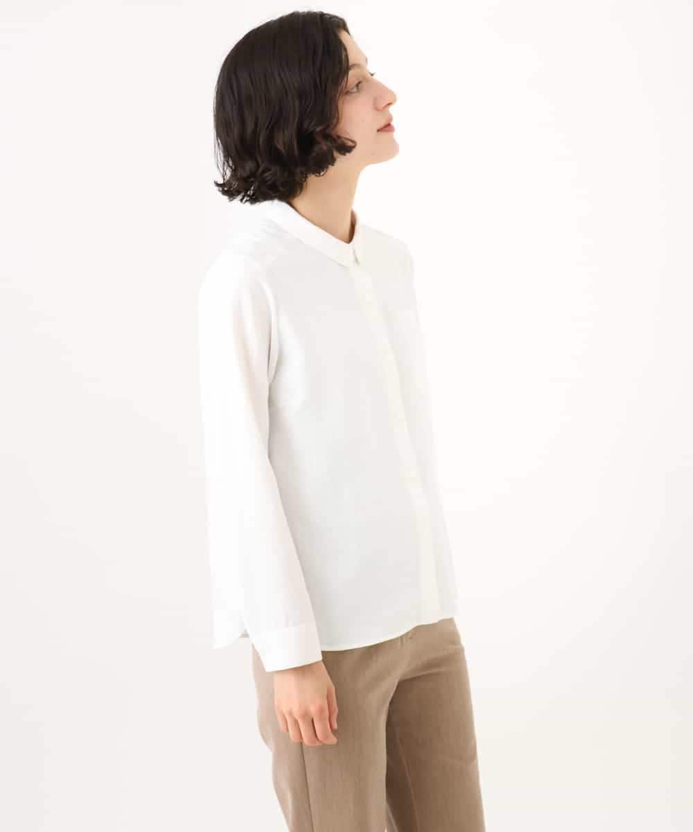 NHBJD12230 GIANNI LO GIUDICE(小さいサイズ)(メゾン ドゥ サンク) [日本製]マルチファンクションシャツブラウス ホワイト