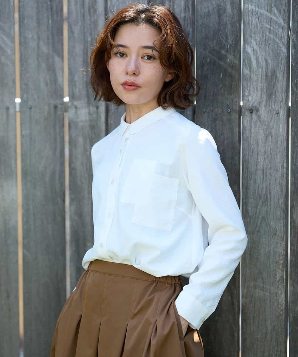 NHBJD12230 GIANNI LO GIUDICE(小さいサイズ)(メゾン ドゥ サンク) [日本製]マルチファンクションシャツブラウス ホワイト