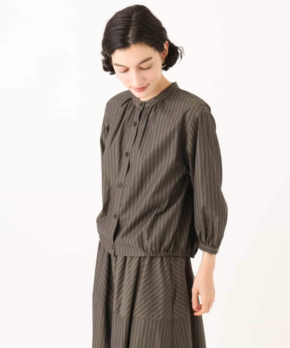 NHBJD16260 GIANNI LO GIUDICE(小さいサイズ)(メゾン ドゥ サンク) レジメンストライプブラウス ベージュ