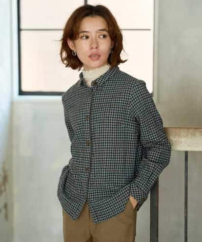 NHBJD19290 GIANNI LO GIUDICE(小さいサイズ) [日本製]コットンウールギンガムチェックシャツ