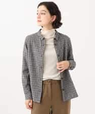 NHBJD19290 GIANNI LO GIUDICE(小さいサイズ)(メゾン ドゥ サンク) [日本製]コットンウールギンガムチェックシャツ ブラック