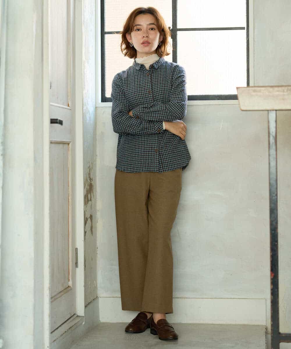 NHBJD19290 GIANNI LO GIUDICE(小さいサイズ)(メゾン ドゥ サンク) [日本製]コットンウールギンガムチェックシャツ ブラック