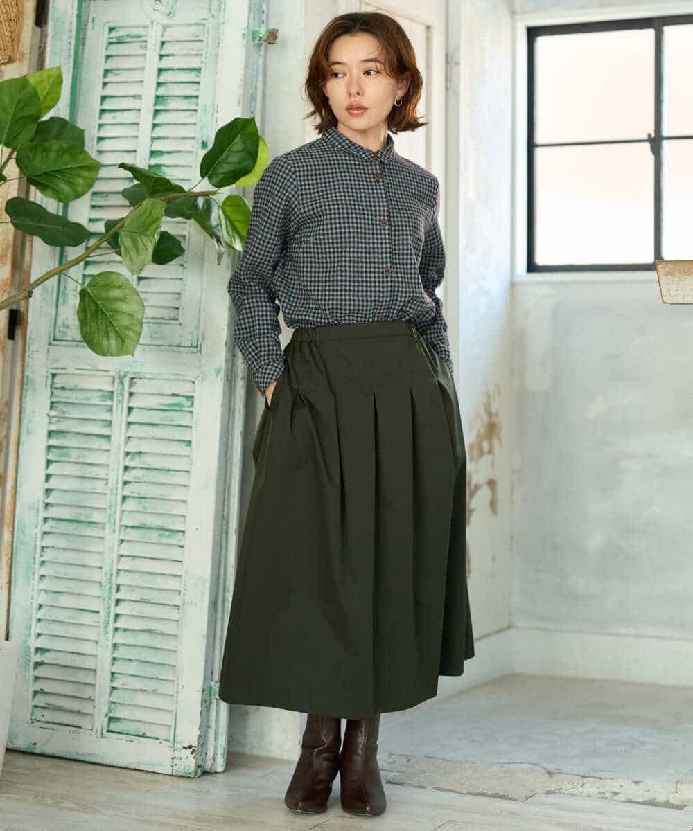 NHBJD19290 GIANNI LO GIUDICE(小さいサイズ)(メゾン ドゥ サンク) [日本製]コットンウールギンガムチェックシャツ ブラック