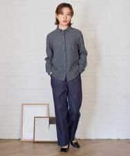 NHBJD19290 GIANNI LO GIUDICE(小さいサイズ)(メゾン ドゥ サンク) [日本製]コットンウールギンガムチェックシャツ ブラック