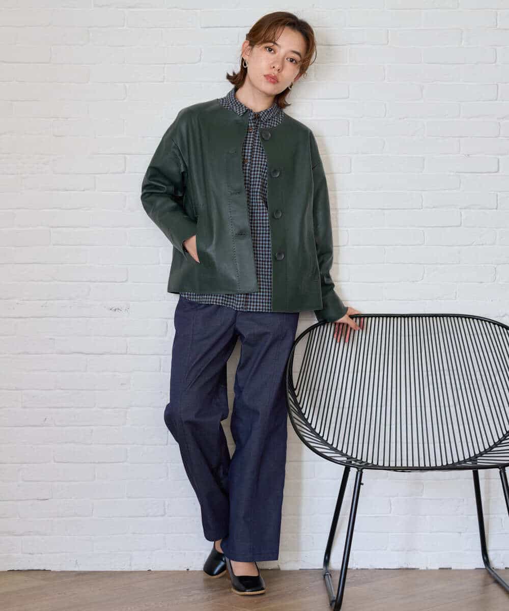 NHBJD19290 GIANNI LO GIUDICE(小さいサイズ)(メゾン ドゥ サンク) [日本製]コットンウールギンガムチェックシャツ ブラック