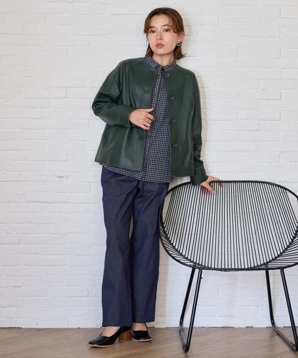 NHBJD19290 GIANNI LO GIUDICE(小さいサイズ)(メゾン ドゥ サンク) [日本製]コットンウールギンガムチェックシャツ ブラック