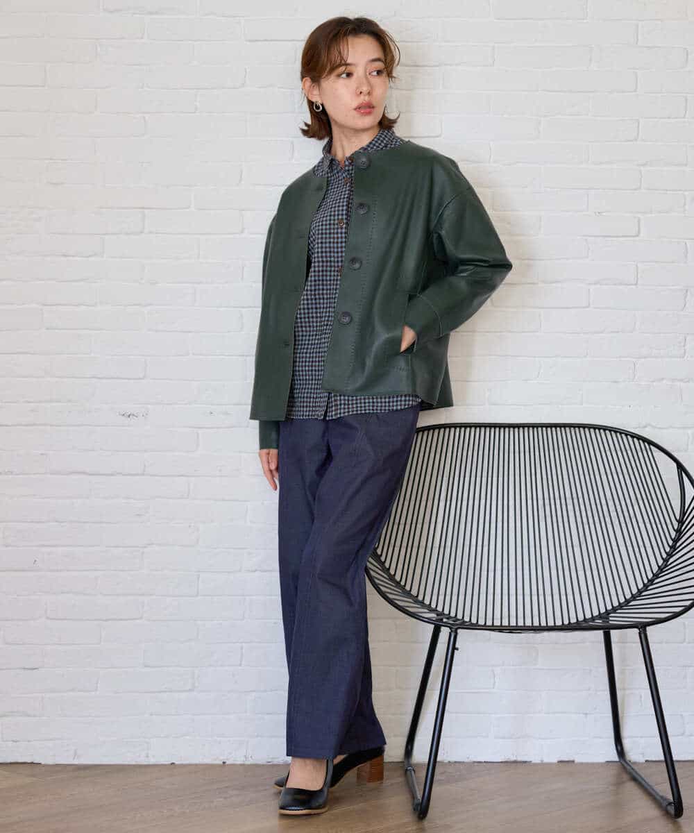 NHBJD19290 GIANNI LO GIUDICE(小さいサイズ)(メゾン ドゥ サンク) [日本製]コットンウールギンガムチェックシャツ ブラック