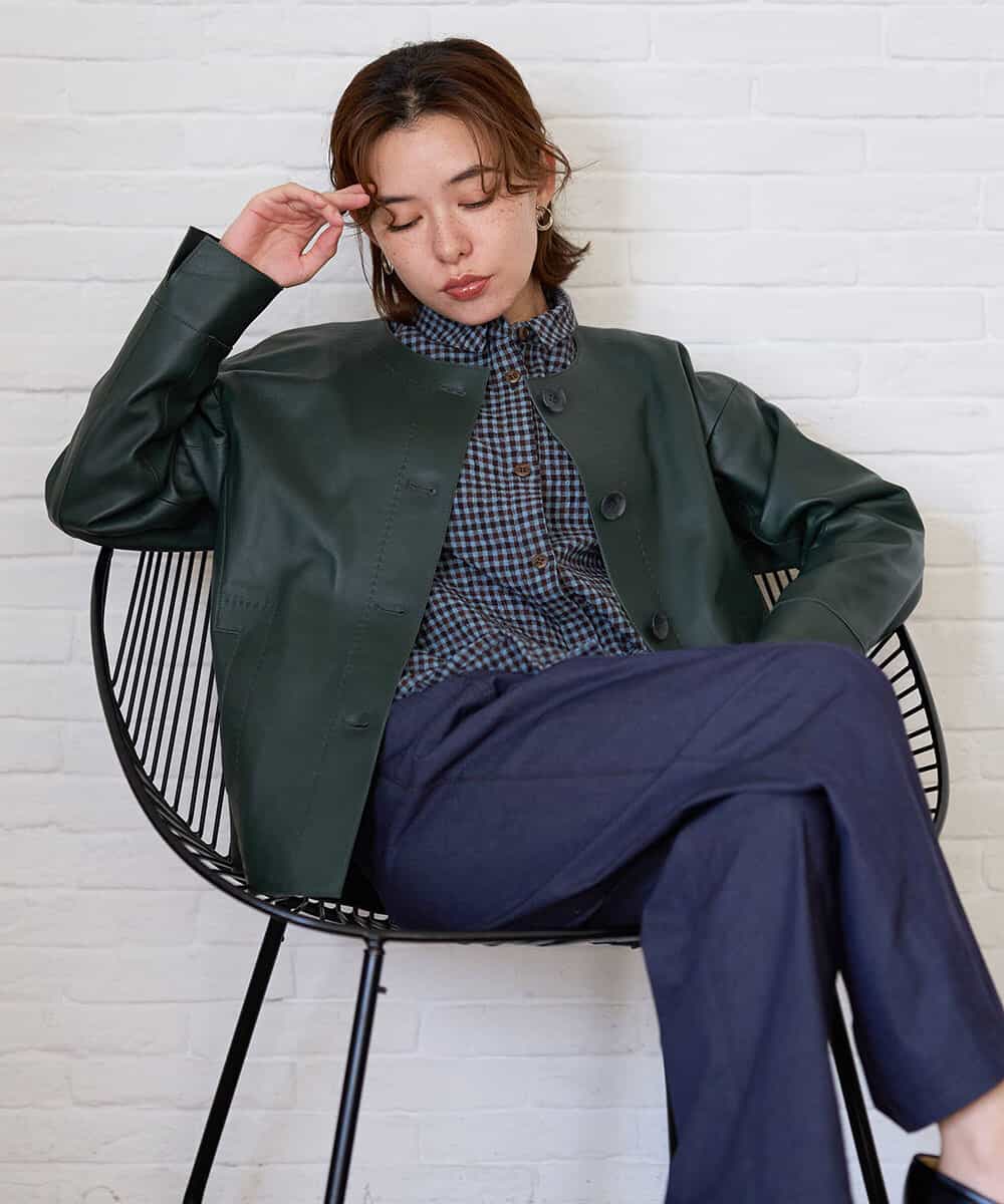 NHBJD19290 GIANNI LO GIUDICE(小さいサイズ)(メゾン ドゥ サンク) [日本製]コットンウールギンガムチェックシャツ ブラック