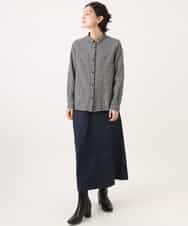 NHBJD19290 GIANNI LO GIUDICE(小さいサイズ)(メゾン ドゥ サンク) [日本製]コットンウールギンガムチェックシャツ ブラック