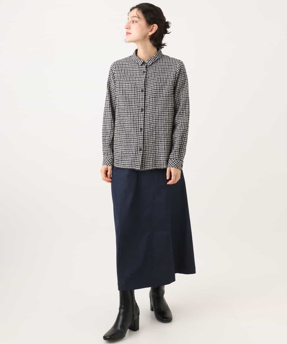 NHBJD19290 GIANNI LO GIUDICE(小さいサイズ)(メゾン ドゥ サンク) [日本製]コットンウールギンガムチェックシャツ ブラック