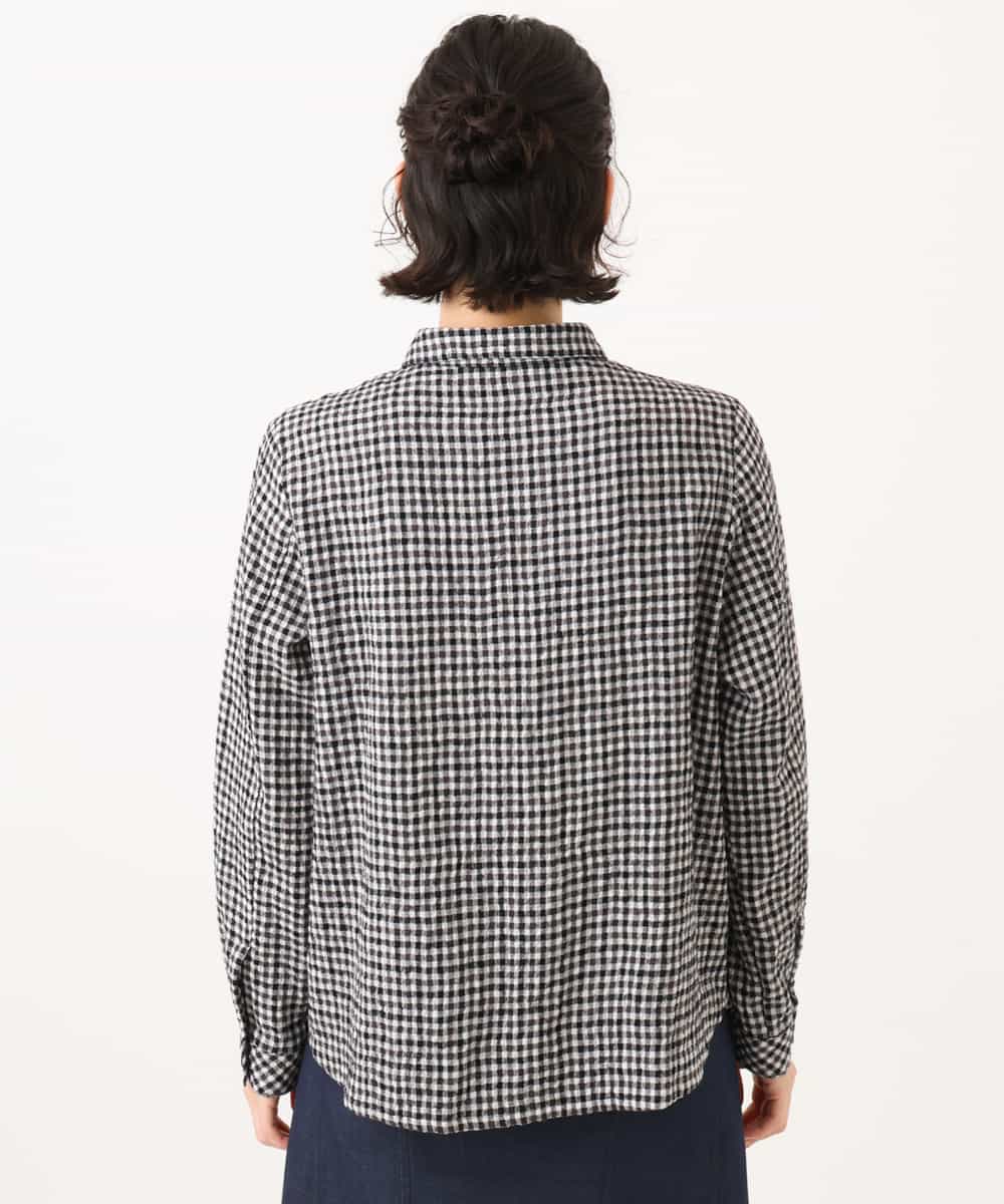 NHBJD19290 GIANNI LO GIUDICE(小さいサイズ)(メゾン ドゥ サンク) [日本製]コットンウールギンガムチェックシャツ ブラック