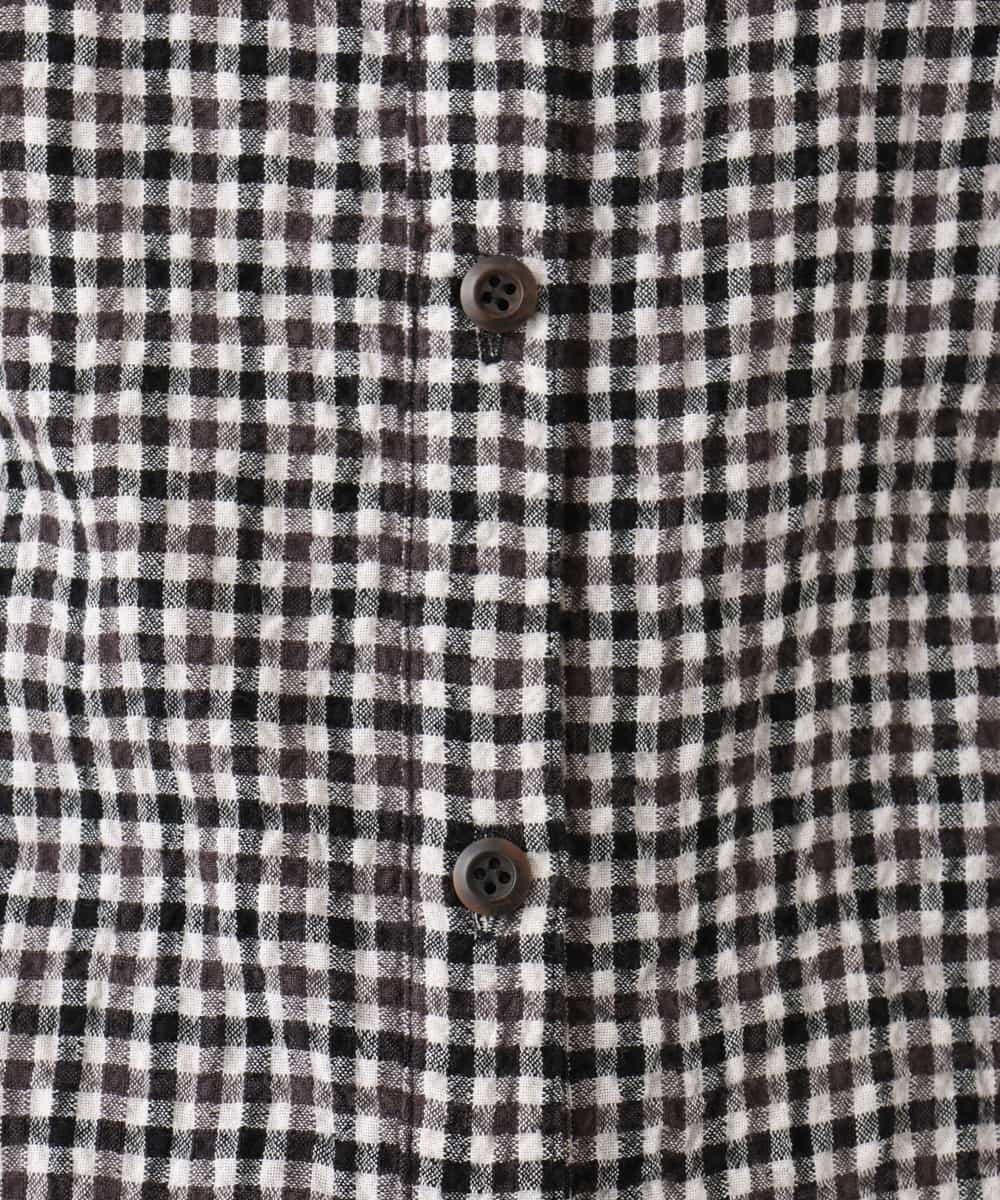 NHBJD19290 GIANNI LO GIUDICE(小さいサイズ)(メゾン ドゥ サンク) [日本製]コットンウールギンガムチェックシャツ ブラック