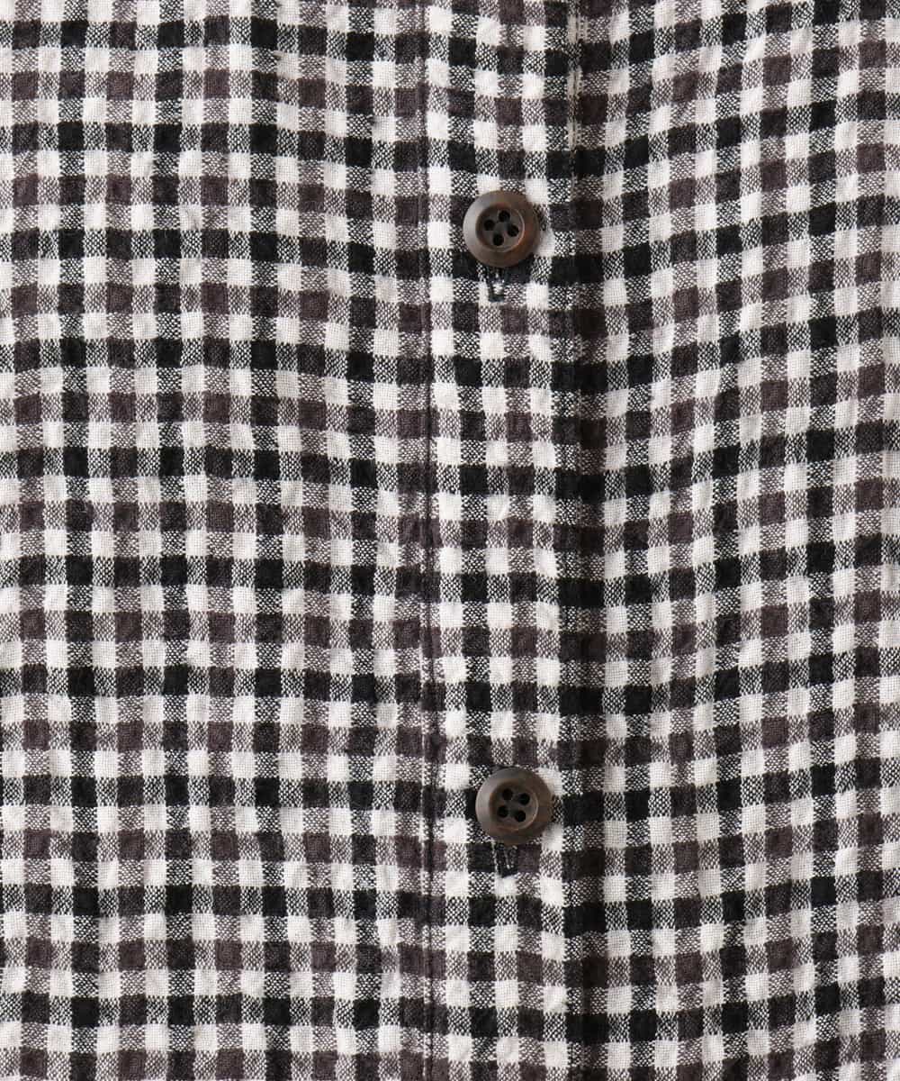 NHBJD19290 GIANNI LO GIUDICE(小さいサイズ)(メゾン ドゥ サンク) [日本製]コットンウールギンガムチェックシャツ ブラック