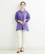 NHBJT20270 GIANNI LO GIUDICE(小さいサイズ)(メゾン ドゥ サンク) ラクナウ手刺繍ノーカラーブラウス イエローグリーン