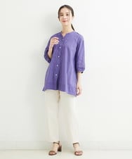 NHBJT20270 GIANNI LO GIUDICE(小さいサイズ)(メゾン ドゥ サンク) ラクナウ手刺繍ノーカラーブラウス イエローグリーン