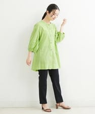 NHBJT20270 GIANNI LO GIUDICE(小さいサイズ)(メゾン ドゥ サンク) ラクナウ手刺繍ノーカラーブラウス イエローグリーン
