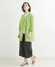 NHBJT20270 GIANNI LO GIUDICE(小さいサイズ)(メゾン ドゥ サンク) ラクナウ手刺繍ノーカラーブラウス イエローグリーン