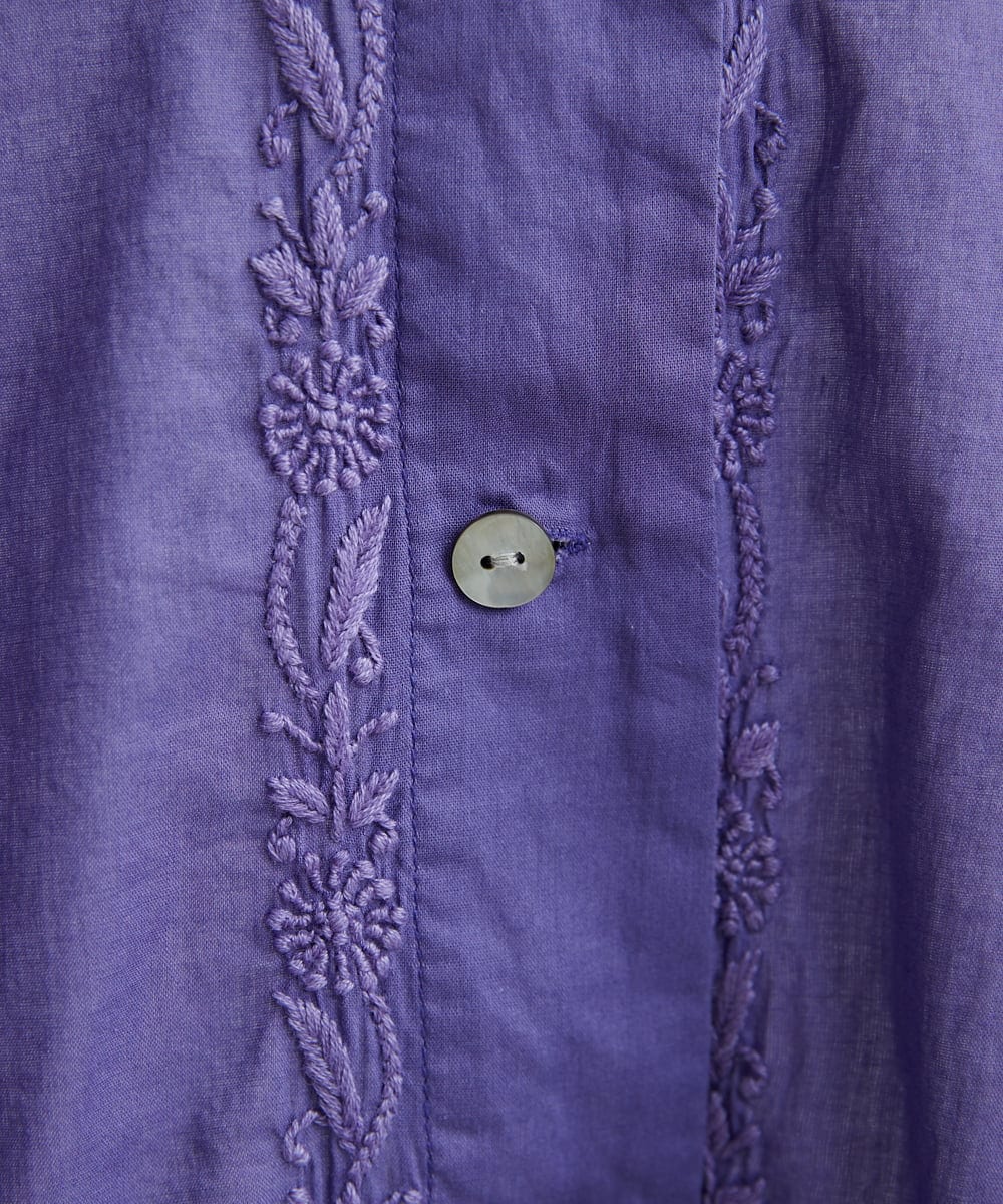 NHBJT20270 GIANNI LO GIUDICE(小さいサイズ)(メゾン ドゥ サンク) ラクナウ手刺繍ノーカラーブラウス イエローグリーン