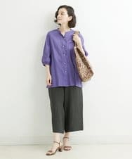 NHBJT20270 GIANNI LO GIUDICE(小さいサイズ)(メゾン ドゥ サンク) ラクナウ手刺繍ノーカラーブラウス イエローグリーン