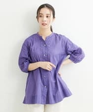 NHBJT20270 GIANNI LO GIUDICE(小さいサイズ)(メゾン ドゥ サンク) ラクナウ手刺繍ノーカラーブラウス イエローグリーン