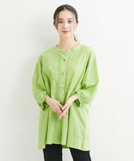 NHBJT20270 GIANNI LO GIUDICE(小さいサイズ)(メゾン ドゥ サンク) ラクナウ手刺繍ノーカラーブラウス イエローグリーン