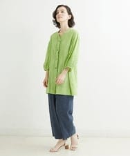 NHBJT20270 GIANNI LO GIUDICE(小さいサイズ)(メゾン ドゥ サンク) ラクナウ手刺繍ノーカラーブラウス イエローグリーン