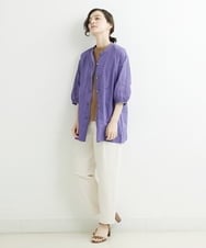 NHBJT20270 GIANNI LO GIUDICE(小さいサイズ)(メゾン ドゥ サンク) ラクナウ手刺繍ノーカラーブラウス イエローグリーン