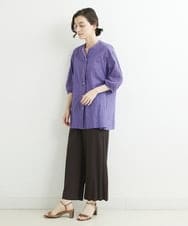 NHBJT20270 GIANNI LO GIUDICE(小さいサイズ)(メゾン ドゥ サンク) ラクナウ手刺繍ノーカラーブラウス イエローグリーン