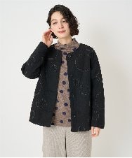 NHDAE20450 GIANNI LO GIUDICE(小さいサイズ)(メゾン ドゥ サンク) ドットキルトノーカラージャケット ブラック