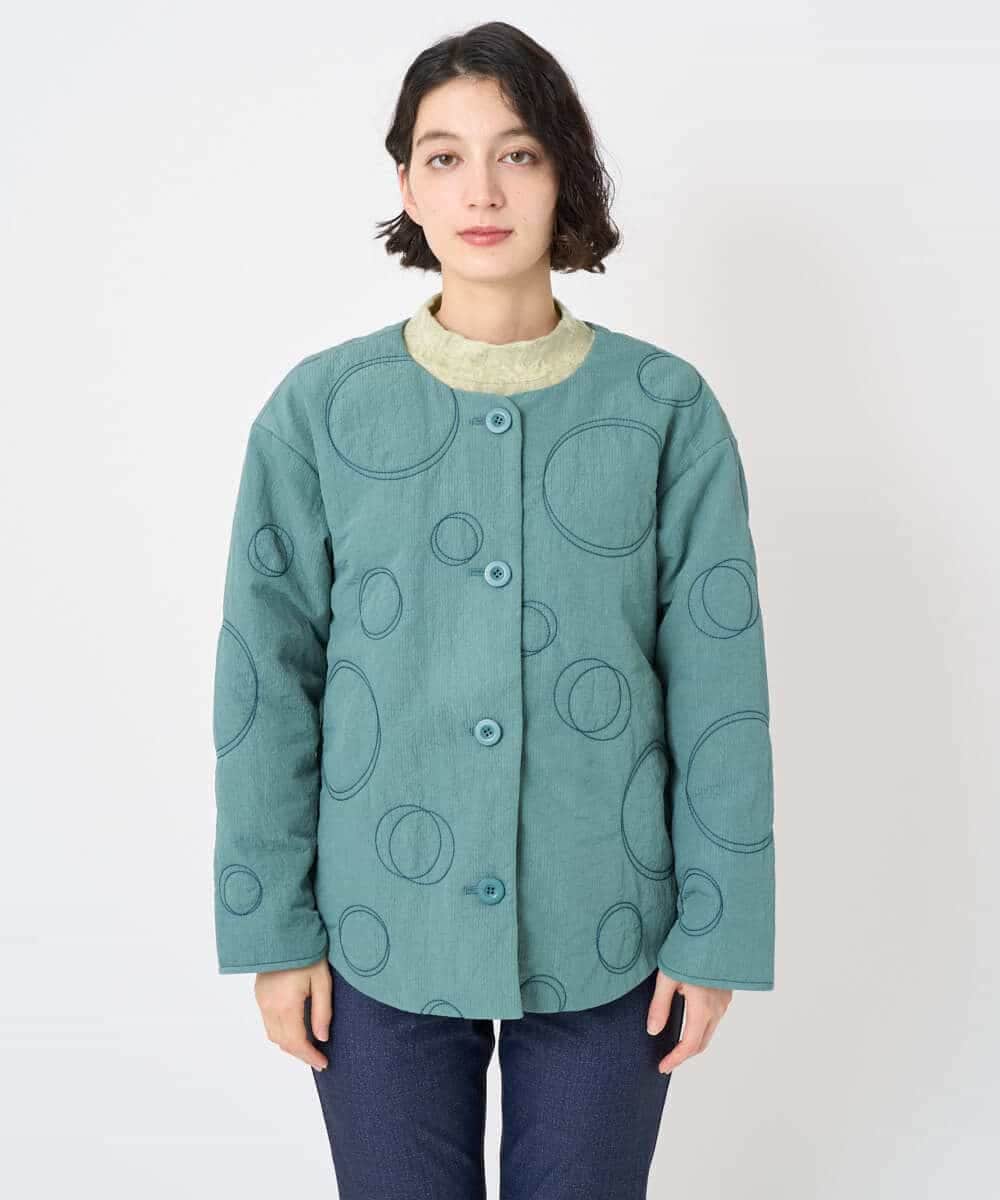 NHDAE20450 GIANNI LO GIUDICE(小さいサイズ)(メゾン ドゥ サンク) ドットキルトノーカラージャケット ライトグリーン