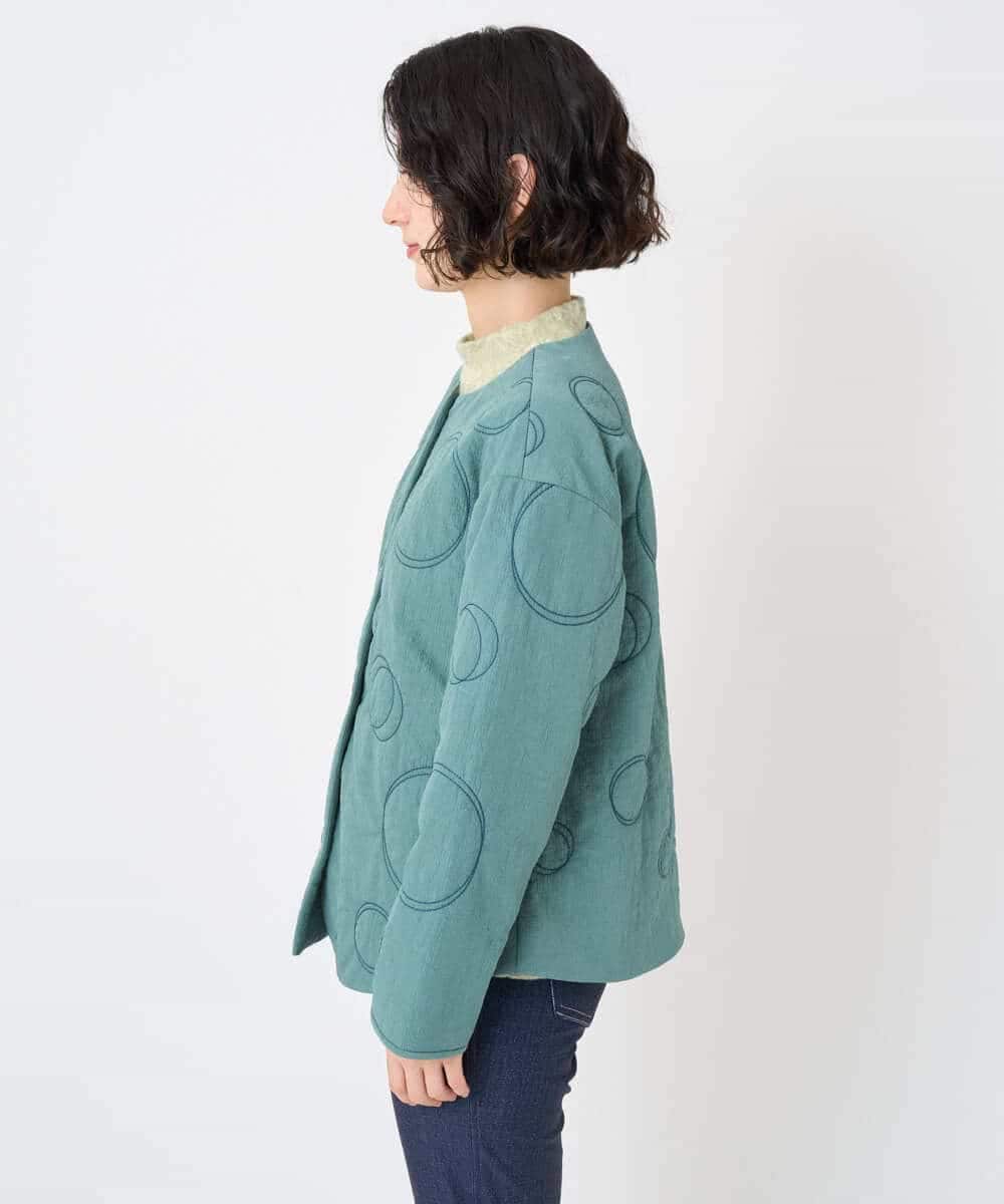 NHDAE20450 GIANNI LO GIUDICE(小さいサイズ)(メゾン ドゥ サンク) ドットキルトノーカラージャケット ライトグリーン