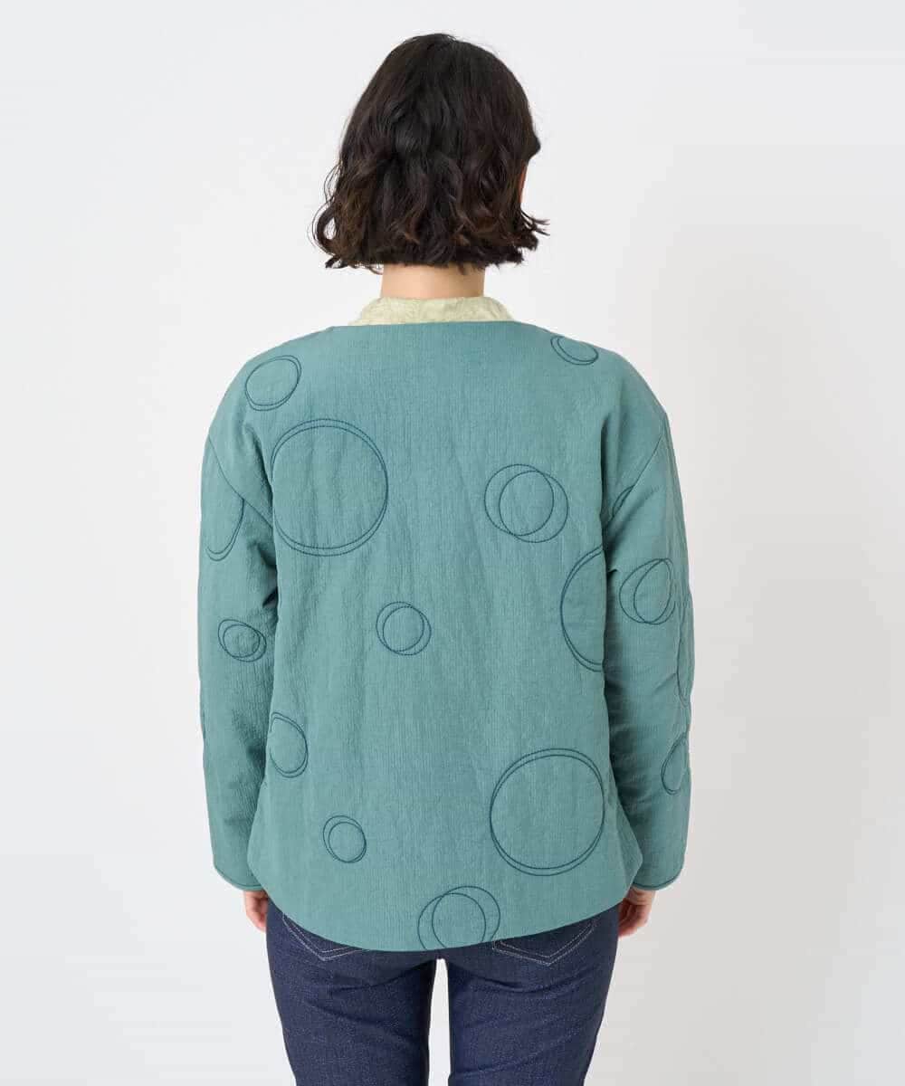 NHDAE20450 GIANNI LO GIUDICE(小さいサイズ)(メゾン ドゥ サンク) ドットキルトノーカラージャケット ライトグリーン