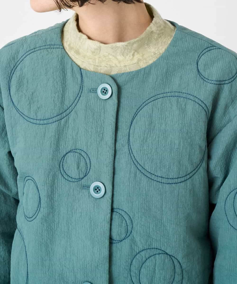 NHDAE20450 GIANNI LO GIUDICE(小さいサイズ)(メゾン ドゥ サンク) ドットキルトノーカラージャケット ライトグリーン