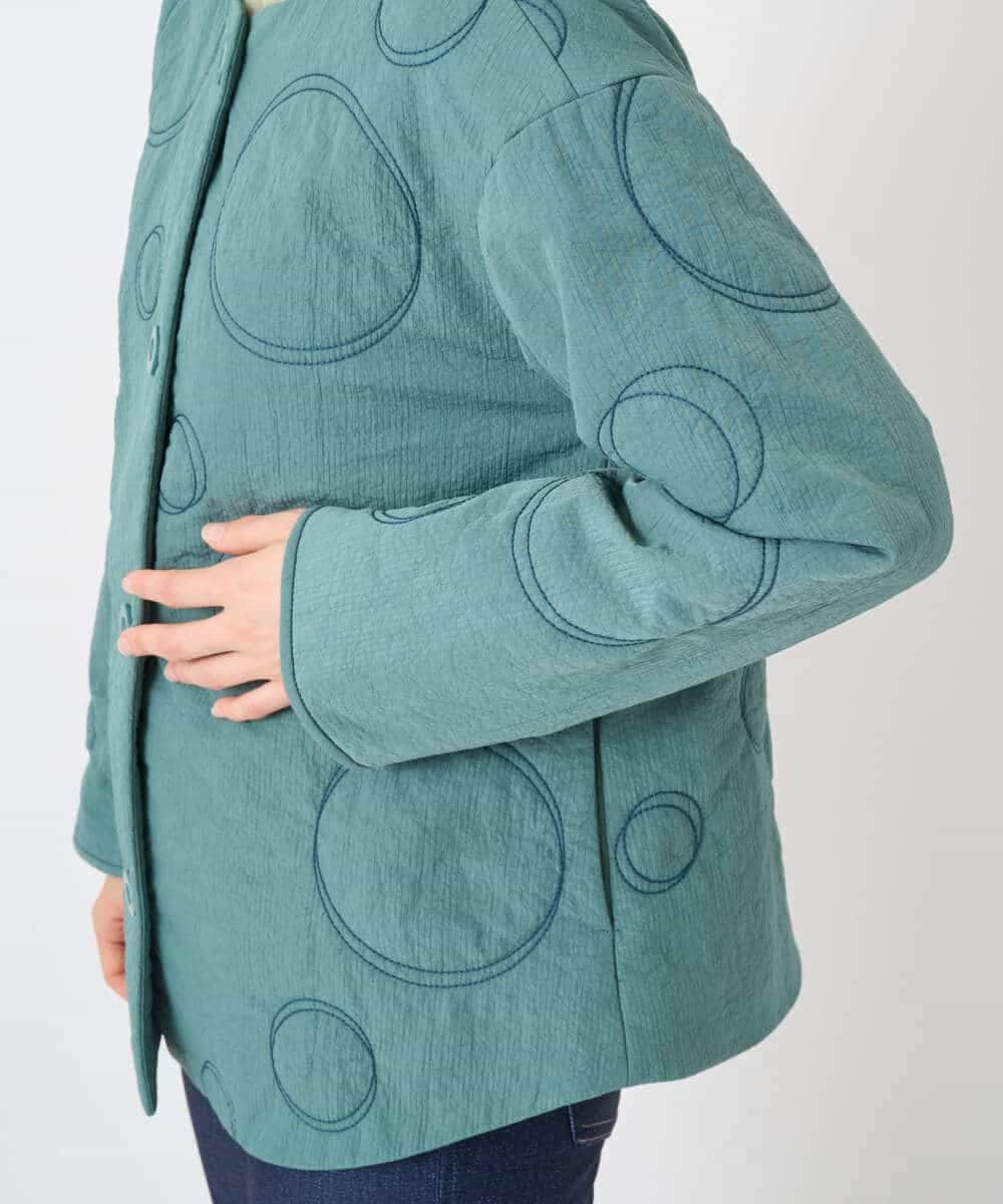 NHDAE20450 GIANNI LO GIUDICE(小さいサイズ)(メゾン ドゥ サンク) ドットキルトノーカラージャケット ライトグリーン