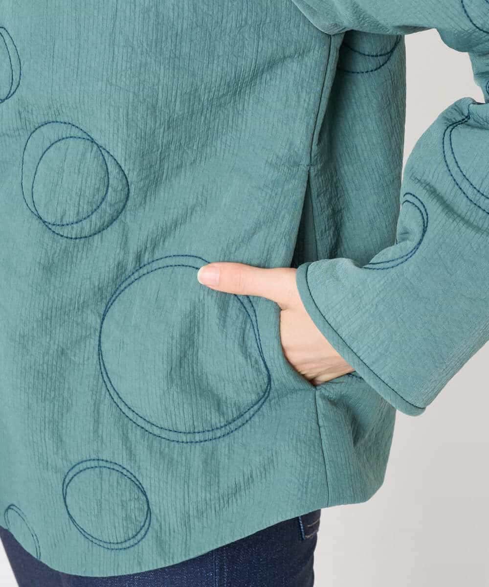 NHDAE20450 GIANNI LO GIUDICE(小さいサイズ)(メゾン ドゥ サンク) ドットキルトノーカラージャケット ライトグリーン