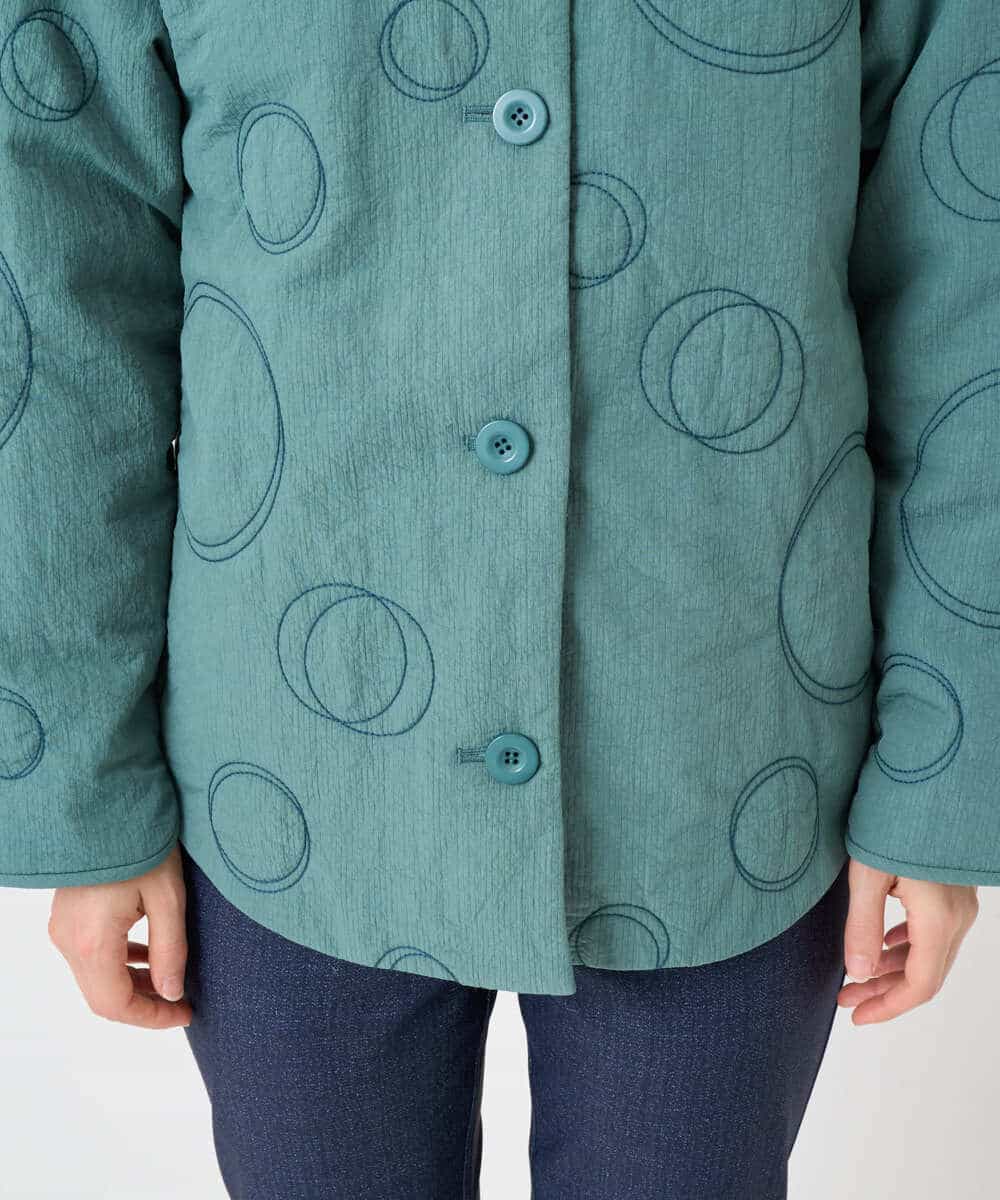 NHDAE20450 GIANNI LO GIUDICE(小さいサイズ)(メゾン ドゥ サンク) ドットキルトノーカラージャケット ライトグリーン