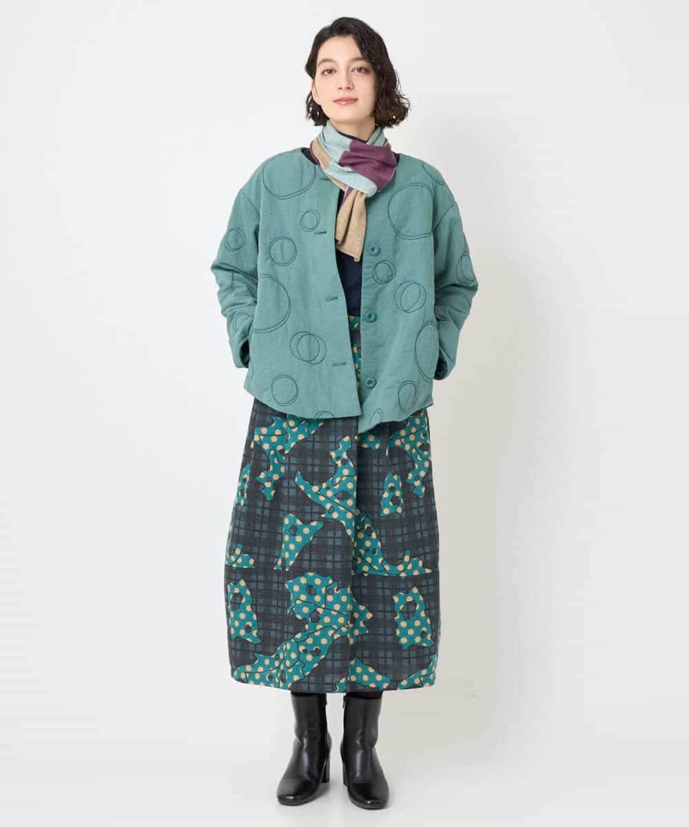 NHDAE20450 GIANNI LO GIUDICE(小さいサイズ)(メゾン ドゥ サンク) ドットキルトノーカラージャケット ライトグリーン