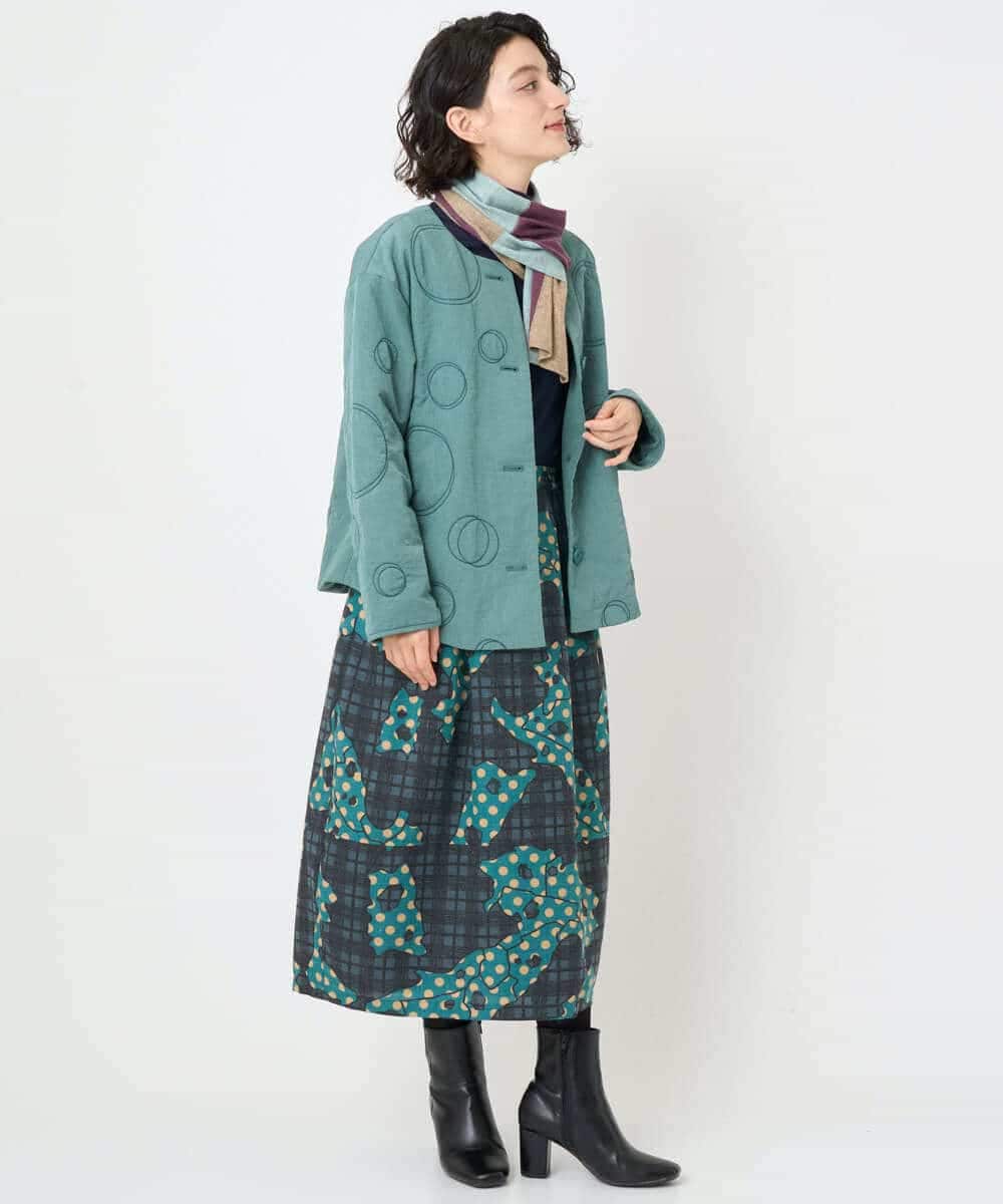 NHDAE20450 GIANNI LO GIUDICE(小さいサイズ)(メゾン ドゥ サンク) ドットキルトノーカラージャケット ライトグリーン