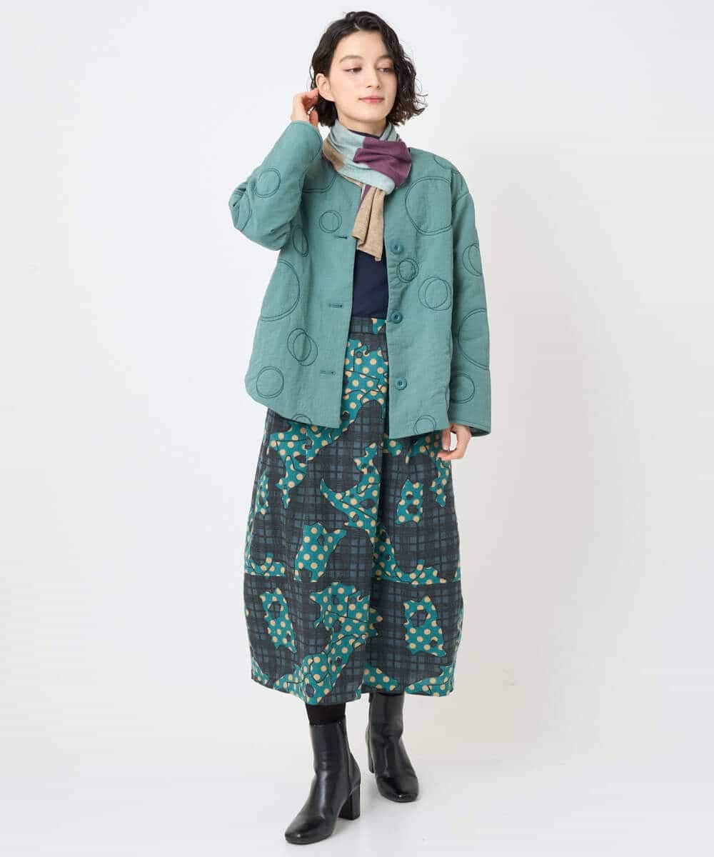 NHDAE20450 GIANNI LO GIUDICE(小さいサイズ)(メゾン ドゥ サンク) ドットキルトノーカラージャケット ライトグリーン