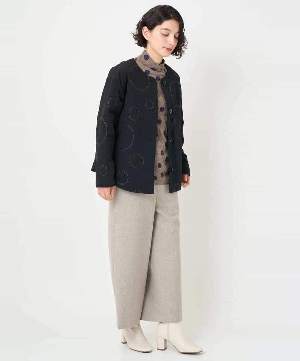 NHDAE20450 GIANNI LO GIUDICE(小さいサイズ)(メゾン ドゥ サンク) ドットキルトノーカラージャケット ライトグリーン