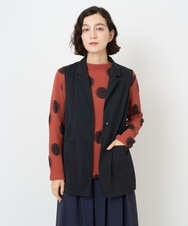 NHDAF83260 GIANNI LO GIUDICE(小さいサイズ)(メゾン ドゥ サンク) ナイロンストレッチテーラードカラージレ ブルー