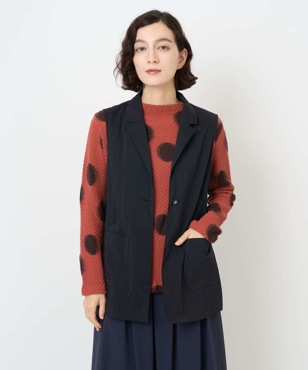 NHDAF83260 GIANNI LO GIUDICE(小さいサイズ)(メゾン ドゥ サンク) ナイロンストレッチテーラードカラージレ ブルー