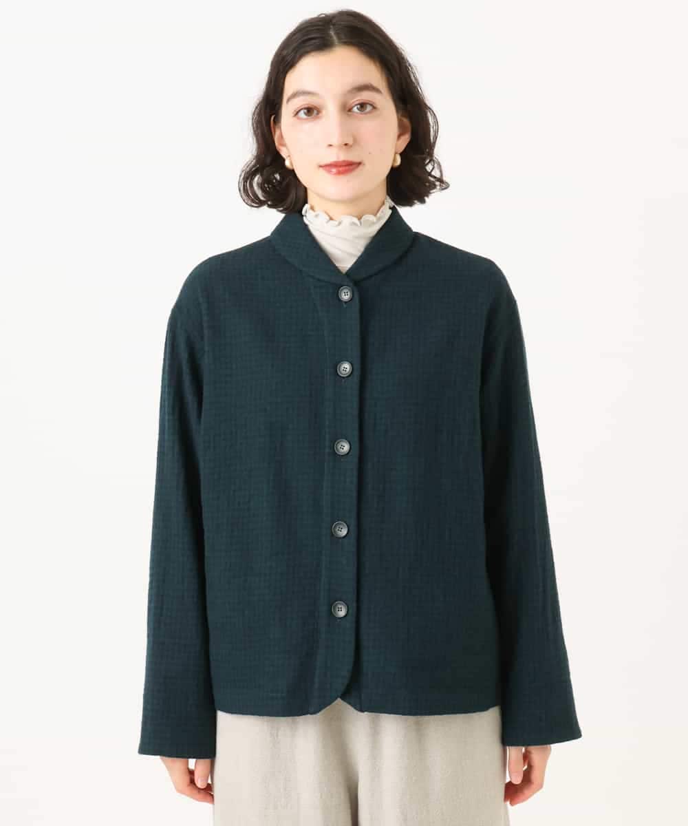 NHDAI48390 GIANNI LO GIUDICE(小さいサイズ)(メゾン ドゥ サンク) ウールリファインガーゼジャケット(ギンガムチェック) ブルー