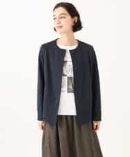 NHDAI83270 GIANNI LO GIUDICE(小さいサイズ)(メゾン ドゥ サンク) [セットアップ対応]デニムジャージーノーカラージャケット ネイビー