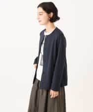 NHDAI83270 GIANNI LO GIUDICE(小さいサイズ)(メゾン ドゥ サンク) [セットアップ対応]デニムジャージーノーカラージャケット ネイビー